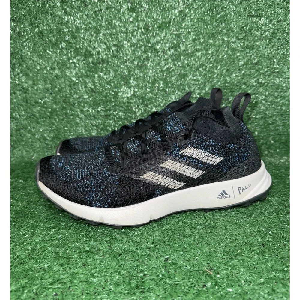 Adidas Shoes Womens Size 7 Terrex Parley Black Blue Knit Trail Hiking Sneakers